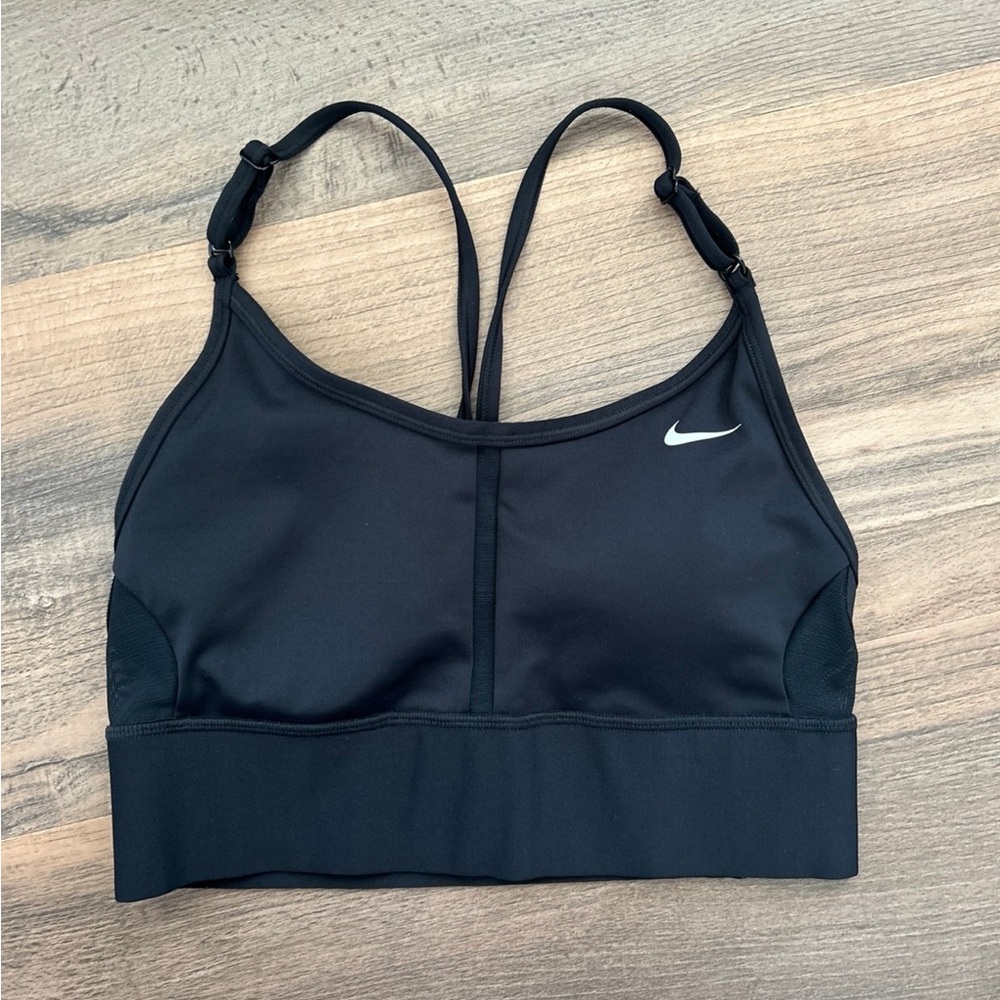 Nike Women's Black Sports Bra with White Logo
